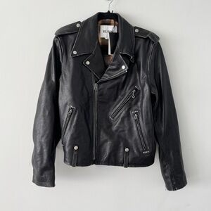 RE/DONE Black Leather Classic Moto Jacket